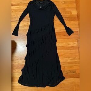BRAND NEW WITH TAGS Elegant Black Ruffle Dress